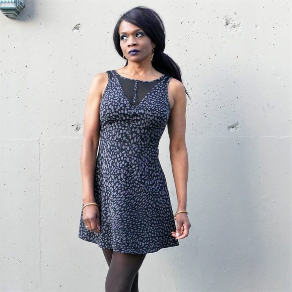 GUESS Skater Spotted Dress with Mesh Insert size 4 - Picture 1 of 8